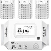 행운드림 순수물티슈 캡형, 25팩, 100매