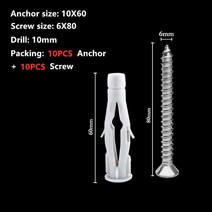웨지앙카 동공 케미칼 세트 스트롱 드롭인 앙카 나일론 중공 벽 플러그플라스틱 확장, 10x60-6x80-10sets