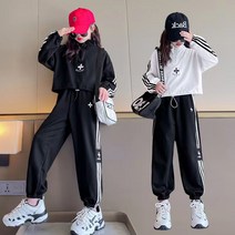 언니아라 여아 봄 가을 트레이닝 크롭 운동복 주니어 반집업 상하복