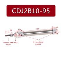 CDJ2B-10 미니 공압 공기 실린더 복동 단일로드 10mm 보어 10 150mm 스트로크 CDJ2B10, [18] 95mm Stroke, 18 95mm Stroke