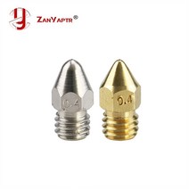ZANYAPTR 10pcs Zortrax M200 노즐 0.3 / 0.4 0.5/0.6mm 황동/스테인레스 스틸 보어 3.5mm 나사산 M6 프린, 03 Brass 0.4