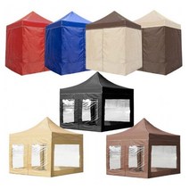 WINAIR 4COLORS 캐노피 방수 천막 지붕+프레임+일반바람막이+가방, 2mx2m_다크브라운(지붕+프레임+일반바람막이+가방)