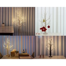 자작나무 크리스마스트리 북유럽 트리 장식 인테리어 USB LED, 화이트