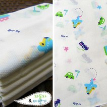 국산순면무형광 엠보 나염 가제손수건 20장, 8.자동차비행기