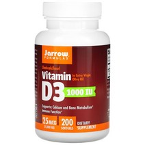 자로우 포뮬라 비타민D3(콜레칼시페롤) 25mcg(1 000IU) 소프트젤 옵션확인필수, 1000 IU, 200 개