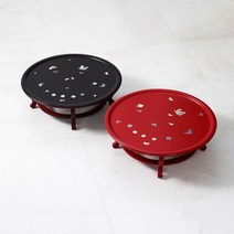 1.1 원형 자개나비 앵두반 찻상D 33센티, 빨강