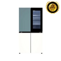 [색상선택형] LG전자 디오스 오브제컬렉션 노크온 4도어 냉장고 메탈 870L 방문설치, 클레이 민트(상단), 베이지(하단), T873MTE312
