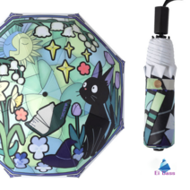Ei Dass 토스우산 포인트 일러스트 우양산 여성 여름 자외선차단 3단 자동 우산 암막 우산