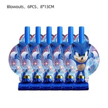 New Cartoon Sonic Party Supplies Boys Birthday Disposable Tableware Set Paper Plate Cup Napkins Baby, 20 6pcs blow dragon