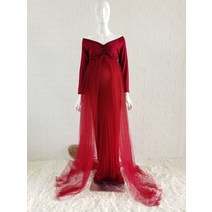 만삭촬영 주수원피스 아기성장앨범 셀프 만삭 여름 출산 얇은 명주 그물 긴 드레스 베이비 샤워 면화 드레스 신축성있는 임신 사진 드레스 케이프 긴 기차