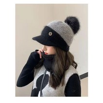 여성용 가발 모자 일체형 롱 웨이브 가발, 핑크, 내추럴블랙