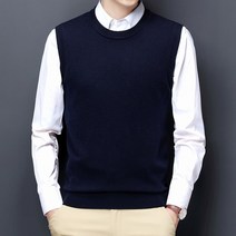 머슬핏 니트 남성 스웨터 조끼 어 라운드 넥 비즈니스 캐주얼 장착 버전 블랙 라이트 탑