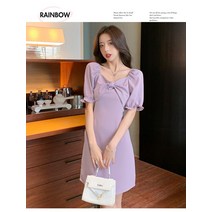 FLI 진짜 샷 프랑스어 부드럽고 단순한 기질 2022 Xia Fairy Fang 공연 보라색 쉬폰 드레스 ZA-234435