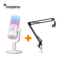 마오노 DM30RGB 화이트 게이밍 방송용 USB 콘덴서 마이크 스탠드 패키지