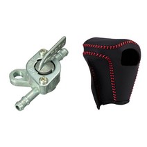 2 Pcs 자동차 액세서리 1 1/4 In Ch 연료 탱크 탭 필터 Petcock 스위치 및 블랙 가죽 커버 기어 시프터 노브