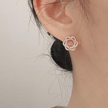 수아벨 14K 골드핀 플라워 써클 금침귀걸이