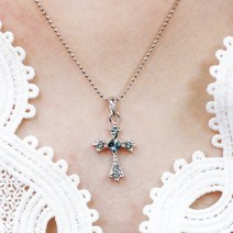 BNP OR도금 화이트데이 스왈 크리스탈 교회지인 좋은 십자가 팬던트 크로스 신앙심 기도 목걸이