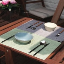 레스토랑 음식점 식탁 테이블 린넨 매트 간식받침 패드 협탁 러너 홈데코, 그린