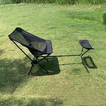 롱릴렉스체어 감성 캠핑 백패킹 낚시 의자 접이식 편안한 달 편안한 발판 포함 여행 안락, 검은색, 1개