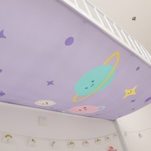 학생 기숙사 침대 하부 가리기 패브릭 해외 이층침대 커버 스티커 캐노피, H.플래닛-NO스탠드 + B.1.2m