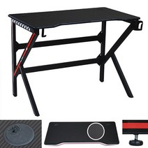 HT5003 컴퓨터책상 1000 (K) 커브드상판 게이밍테이블, 블랙