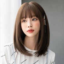 중단발 미디엄 여성 가발 단발 통가발 40cm, 단일디자인, 단일사이즈