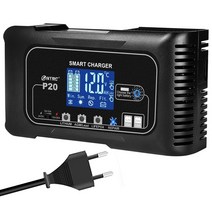 AGM배터리 HTRC 25A 12V24V 완전 자동 전원 펄스 수리 충전기 오토바이 젤 AGM 납산 Lifepo4 습식 건식 배, 02 US Plug, 02 EU Plug