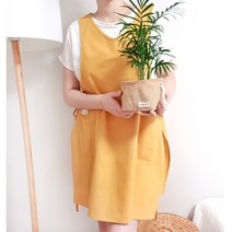 홈앨리스 옆트임 무지 앞치마 원피스 어린이집선생님 앞뒤 옆묶음 앞치마 빅사이즈앞치마 44/55/66/77/88/99/100이상도 커버가능, 1개, 옐로우