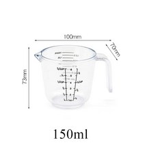 1503006001000 ml 플라스틱 측정 컵 클리어 스케일 쇼 투명 머그 부어 주둥이 측정 장치 비주얼 스케일 베이킹 도구, 분명한, 150ml