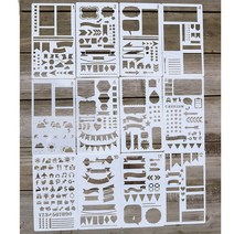총알 저널 플라스틱 할로우 스텐실 플래너 12/20 개 다이어리 드로잉 템플릿 스크랩북 DIY 장식 공예, 01 1-12 sheets