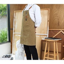 수납력 좋은 방수 오염방지 앞치마 전문가용 미술선생님 목공 도예용 X자형태 길이조절가능, 브라운