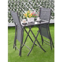 3개 비스트로 세트 정원 뜰 테이블 의자 야외 파티오 가구 접이식 HW51582, 한개옵션0
