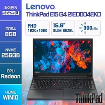 레노버 씽크패드 E15 G4 21ED004EKD 15.6인치 윈도우10홈 가성비노트북, ThinkPad E15 G4 21ED004EKD, WIN10 Home, 8GB, 256GB, 라이젠5, 블랙