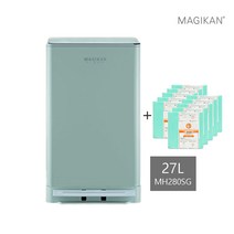 [신제품][세트] 매직캔 히포+리필 세트 무소음 냄새방지 더블락시스템 인테리어 휴지통 기저귀통 기본리필장착, 12_27리터 세이지+리필10개입