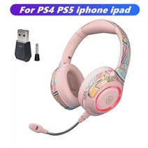 PS4 플레이 스테이션 5 LED 휴대 전화 PC 블루투스 5.0 게이머 헤드셋에 대 한 마이크와 RGB HIFI 스테레, 03 pink no box