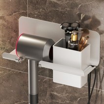 Zuge 드라이기거치대 욕실용품 수납 선반 화장실 드라이거치대, 화이트