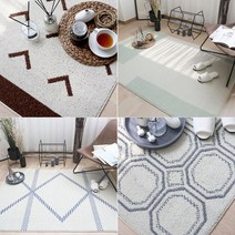 포시즌 워셔블 루프 카페트 (4디자인) 100% 폴리프로필렌 먼지없는 사계절 거실 서재 침실 식탁 드레스룸 카페트 러그 (2사이즈)