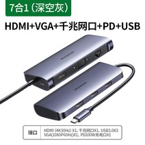 컴퓨터 다용도 Ugreen Typec USB허브, T14-7합 1HDMIVGA인터넷카드