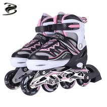 Boknight 인라인스케이트 사이즈 조절형 발광바퀴 롤러스케이트, 분홍색