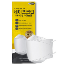 세이프크린 KF80 황사 미세먼지 마스크 대형 100매, 화이트, 3개