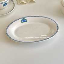 버터콕 Paris 블루 레드 오벌 플레이트 레트로 찻잔 접시세트, 그린 오벌