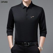 DFMEI 남성 봄가을 슬림 바디 셔츠 얇은 카라 솔리드 긴팔 티셔츠