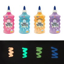 더이안 종이나라 고스트 컬러 액체풀 180ml 야광 반짝이풀 테이프풍선 슬라임 만들기재료, 야광주황