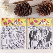스티커컬러링북 32pcs 흑백 간단한 소녀 ins 스티커 공예 및 스크랩북 스티커 책, 및 b