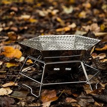 스테인리스 와이드 바비큐 그릴 캠핑요리 mt055형 불멍 화로대 장작 높이조절 접이식 일본식, 1개