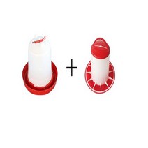 로앤텍 반자동 물통 밥통 닭급수기 병아리 조류 낱개 세트 2P, 밥통1.5KG+물통1.5L[세트]