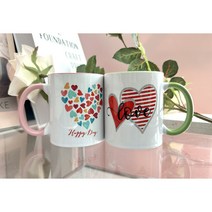 러브LOVE 스마일 머그컵 선물 주문제작, 손잡이칼라