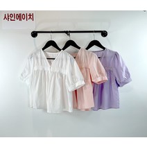 여자여자몰 바이올렛 러블리여름블라우스 코튼반팔블라우스 브이넥 콩단추