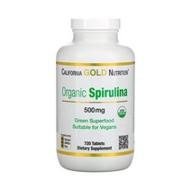 CGN 캘리포니아골드뉴트리션 오가닉 스피루리나 Spirulina USDA Organic 500 mg 720정 Chlorophyll 클로로필 스피룰리나 소듐 Sodium
