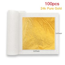 금박지 은 호일 네일아트용 대리석 석고상 아트 공예용 100pcs 24k 금박 종이 금, 100개 9.33x9.33cm